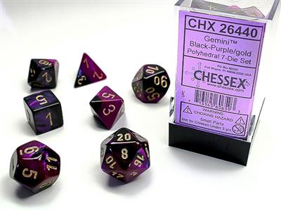 GEMINI® POLYHEDRAL BLACK-PURPLE/GOLD 7-DIE SET