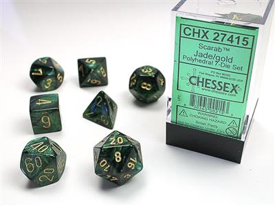 SCARAB® POLYHEDRAL JADE/GOLD 7-DIE SET