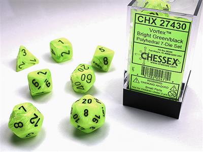 VORTEX® POLYHEDRAL BRIGHT GREEN/BLACK 7-DIE SET