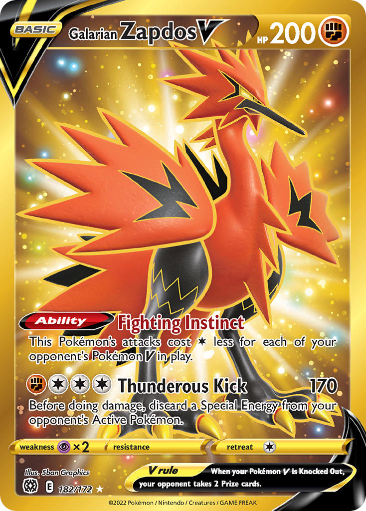 Galarian Zapdos V (Secret) - Holofoil - Ultra Rare - 182/172